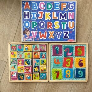 Melissa & Doug Sound Letter Puzzle and Number Puzzle/Matching Boards